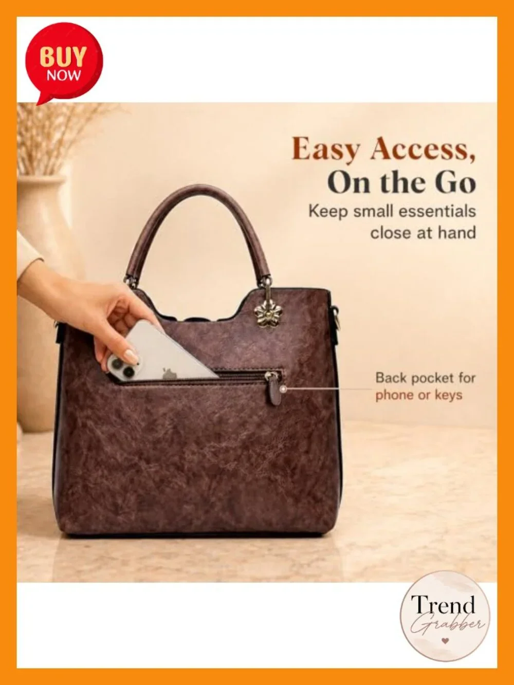 Medium Vegan Leather Satchel Tote 3-Way Bag Crossbody Shoulder